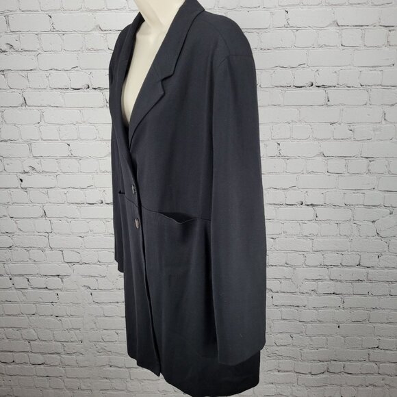 VTG J. Jill Black Wool Blend Stretch Lightweight Buttoned Lined Coat Size 18 - Picture 14 of 16